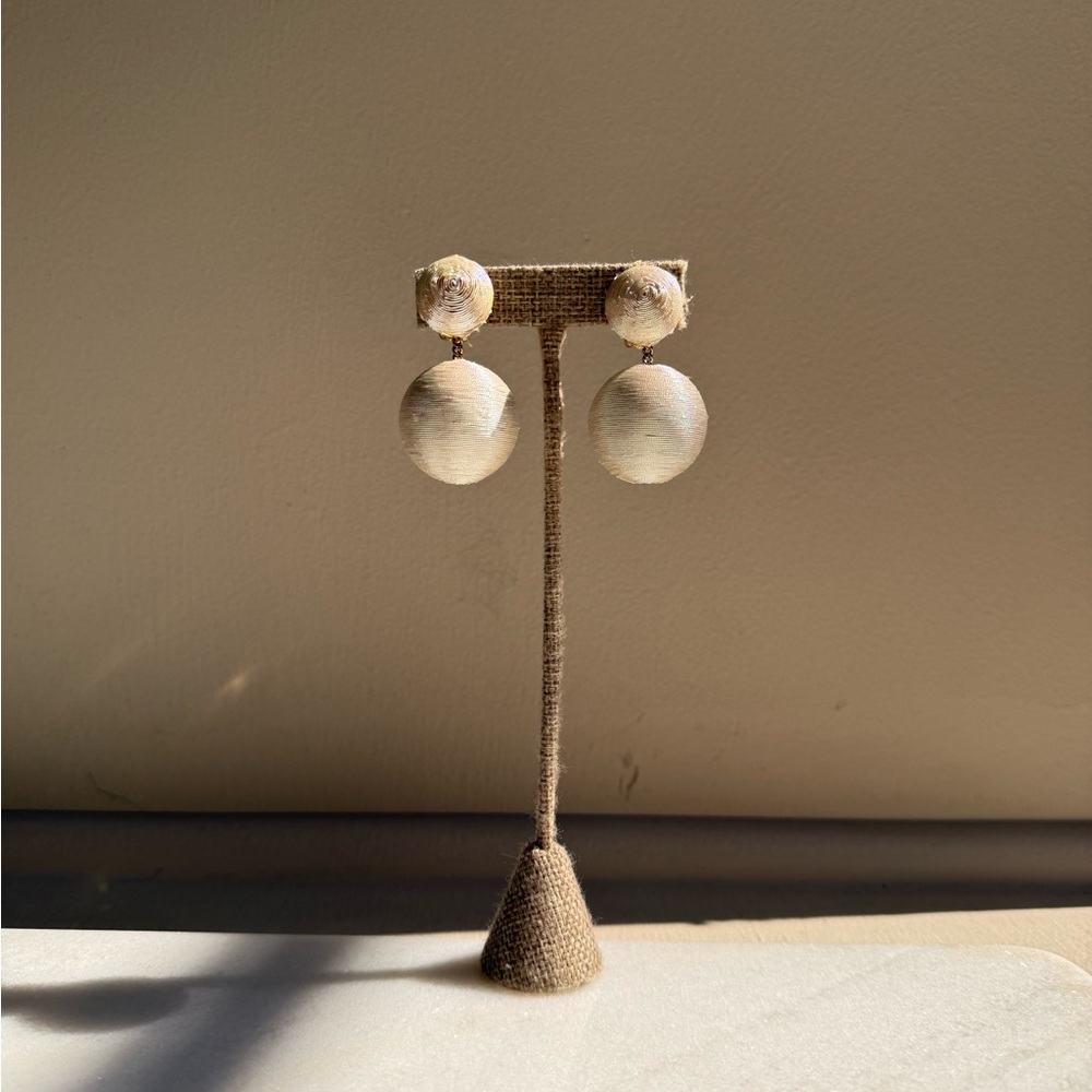 Chic Cream Ball Drop Earrings